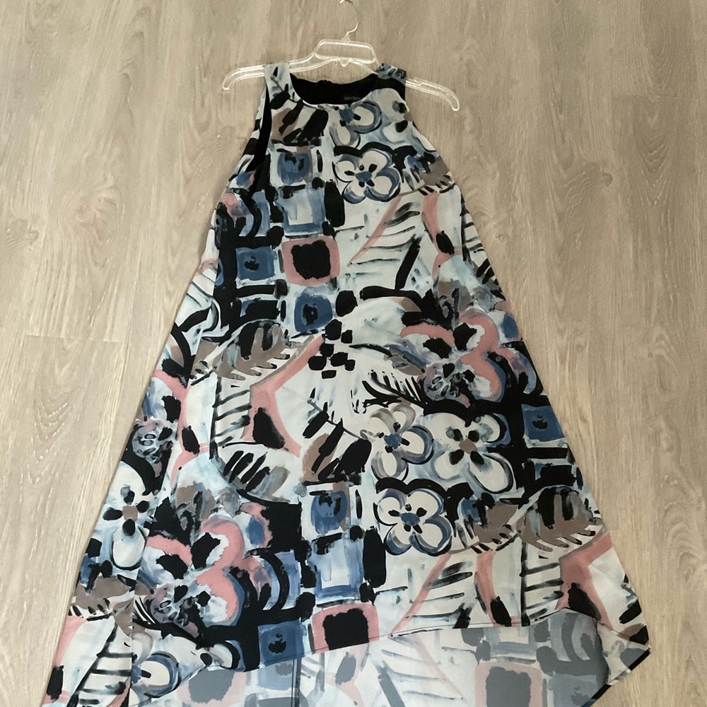 NWOT Karen Kane Multicolored Floral Sleeveless Hi/Low Hem Lined Summer Dress 
L